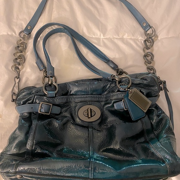 Unique Aqua Coach Purse - Picture 1 of 5